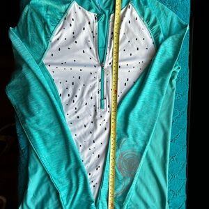 Teal and White Long Sleeve Cycling Top